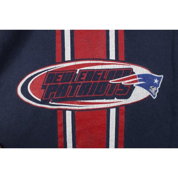 Vintage 90s Mens XL Faded Spell Out New England Patriots Football T-Shirt Blue - Picture 5 of 15